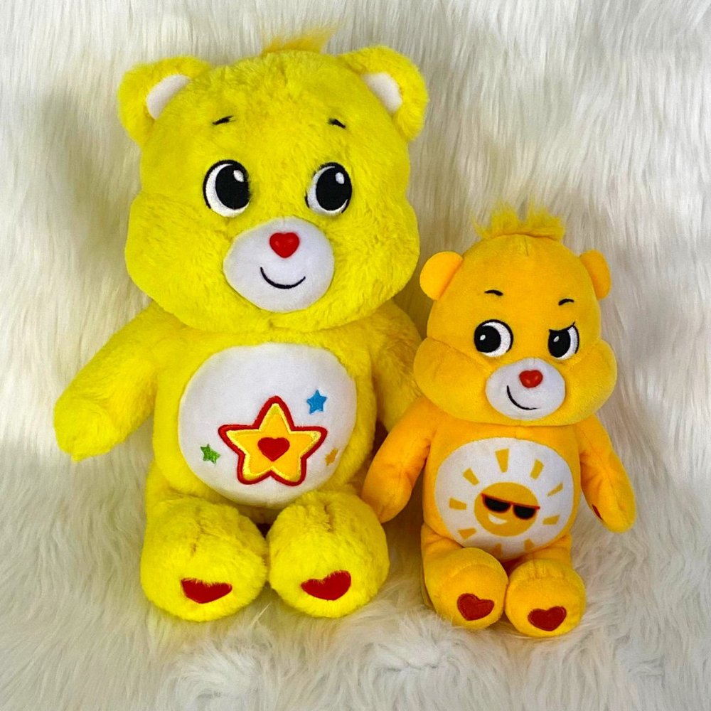 Set of 2 Plush Care Bears, Funshine Bear & Superstar Shoot For The Stars Bear